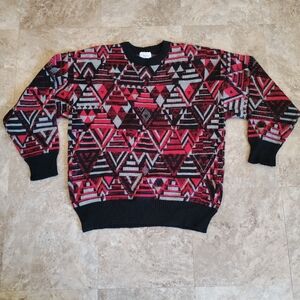 Vintage Bogner Wool Blend Sweater Made in Hong Kong Size M Geometric Abstract